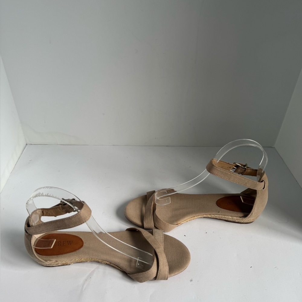 J. Crew Marina  Canvas tan criss-cross strappy Sandals. Size 8 - Picture 13 of 16